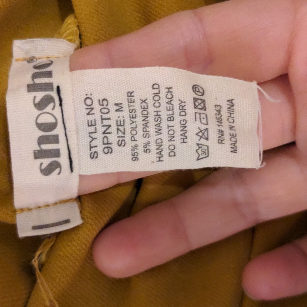 NWT! Shosho Gold Pull On Cuffed Hem Pants Attached Waist Tie Size M - Picture 8 of 8